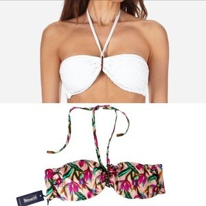 Vilebrequin Pink Nude Floral Feery Bandeau Neck Tie Bikini Swim Top Size XS NWT